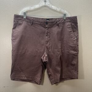Hugo Boss Mens Chino Shorts Size 40 Slim Fit Cotton Stretch Slice Mulberry Golf